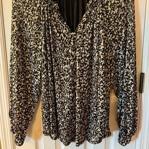 Harper 241 Monochrome Animal Print Blouse with Gold Streaks